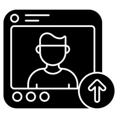 A flat design icon of profile upload 