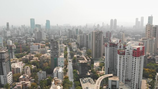 Aerial Drone View Mumbai City, Maharashtra, Empty roads during 2020 Lockdown