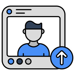 A flat design icon of profile upload 