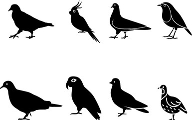 Silhouette birds,decorative birds,isolated on white background. Symbol of nature, love and care.
