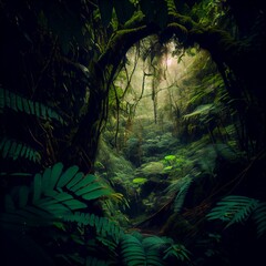 A lush tropical rainforest