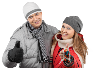 Young beauty couple in winter cloth