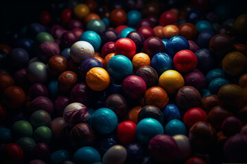 Fototapeta na wymiar Colorful chocolate candies, ai generative