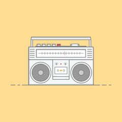 Fototapeta premium minimalist retro white boombox tape recorder cassette player icon illustration retro vintage 90s 80s memories nostalgia