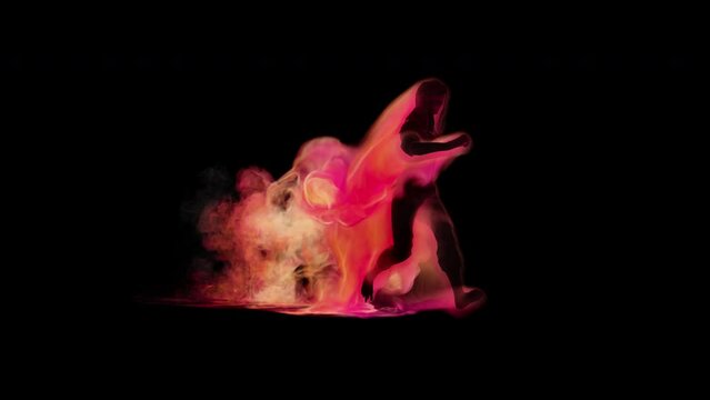 Video effect running mystical people, woman, creature radiating red color energy. 3d HQ slow motion animation in 4K resolution, 30fps with alpha channel (transparency).
