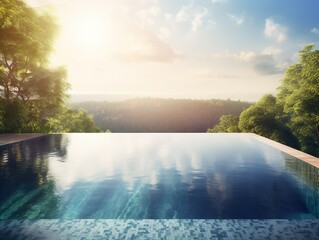 infinity pool with beautiful view in nature
