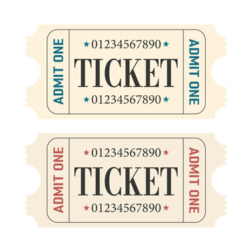 Set of retro tickets design template. Admit one.Ticket for cinema, movie,circus,carnaval,film,festival etc.Vector illustration