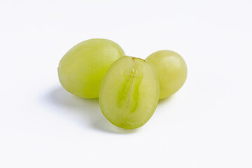  green grapes macro on white background