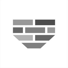 brick plant pot logo vector design