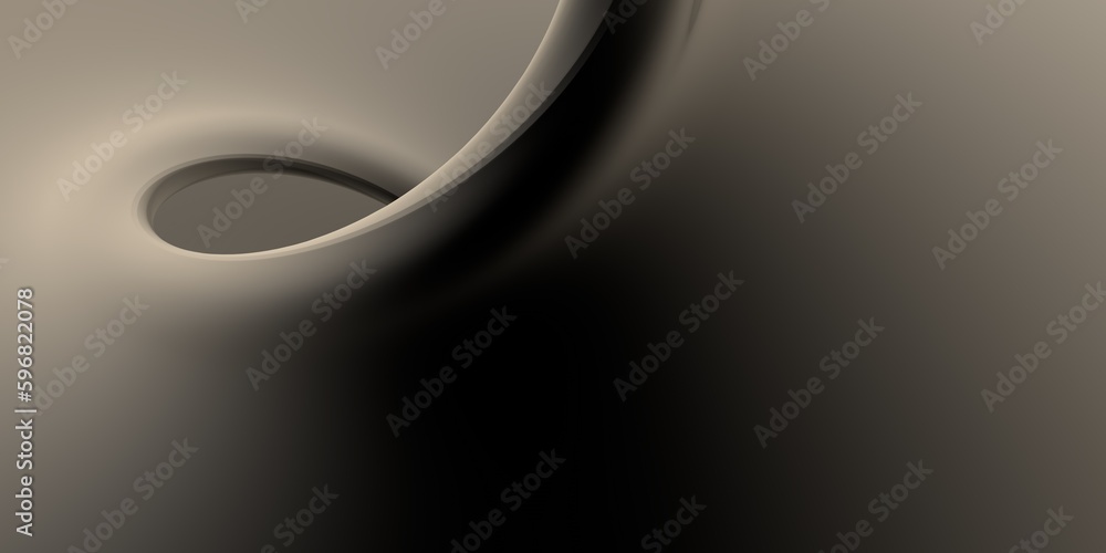 Aufkleber abstract gentle horizontal 3d illustration of a soft gradient beige brown color spiral with black sh