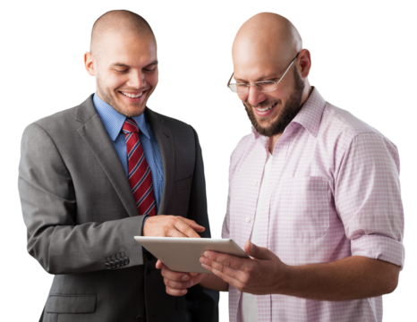 Happy young business couple working