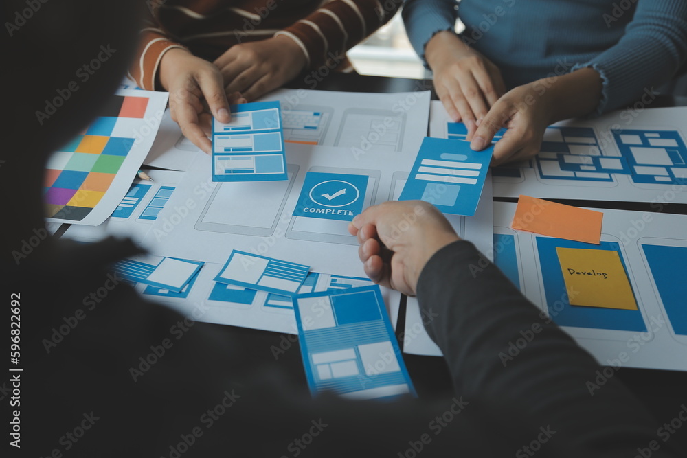 Wall mural ux graphic designer creative sketch planning application process development prototype wireframe for