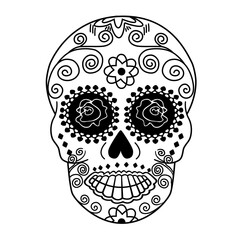 vector  illustration  black and white .Day of The Dead sugar skull  Coloring page