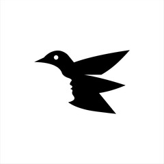 bird with face side negative space logo vector design