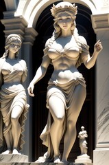 Ancient Beautiful Woman Statue Generative AI
