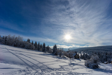 Winter landscape around Mala Upa, Giant Mountains (Krkonose), Northern Bohemia, Czech Republic