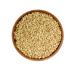 Raw Green Buckwheat Pile Isolated, Dry Buck Wheat Grains, Russian Kasha Heap, Uncooked Buckwheat Cut Out