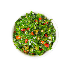 Chimichurri Sauce Isolated, Argentinian Steak Dip, Green Chimichuri with Herbs, Chopped Parsley, Garlic, Olive Oil
