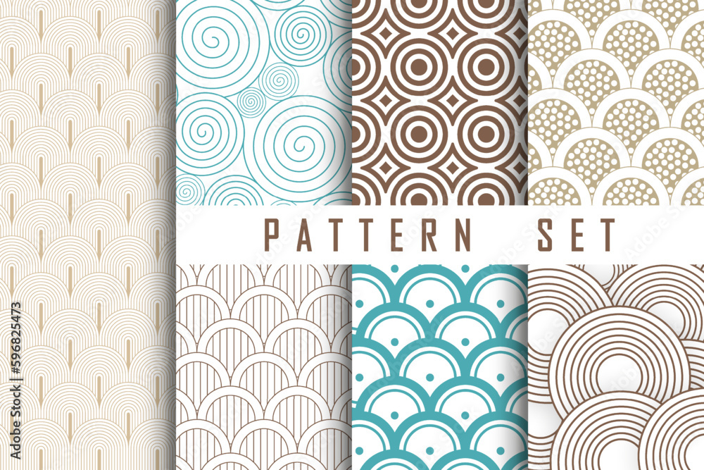 Poster abstract seamless pattern collection with half circles in japanese style