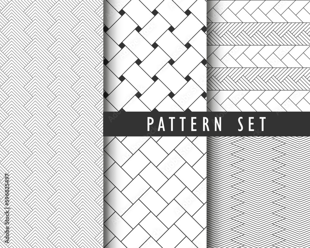 Poster modern abstract geometric herringbone parquet pattern texture set