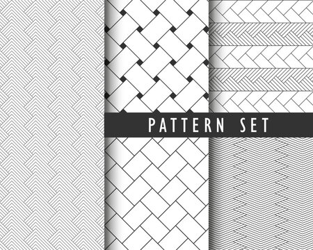 Modern abstract geometric herringbone parquet pattern texture set