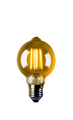 Glowing light bulb on white