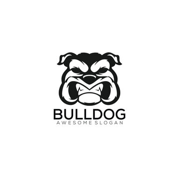 bulldog head logo design line art