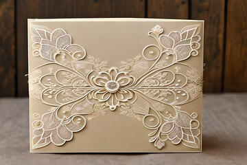 A classic and elegant wedding greeting card with a floral or a lace design