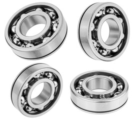 Collection of metal ball bearing isolated on a white background. Bearing industrial.