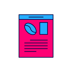 Filled outline Newspaper and coffee icon isolated on white background. Mass media symbol. Vector