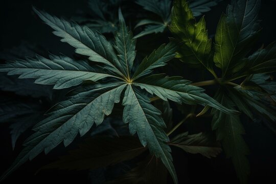Leaves from the cannabis plant. Generative AI
