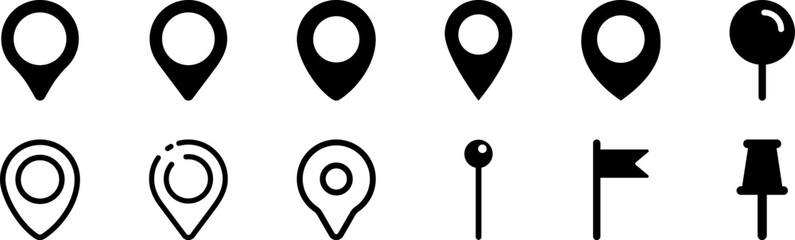 pin map marker pointer icon. Map pin place marker. Location icon. Map marker pointer icon set. Vector illustration - obrazy, fototapety, plakaty