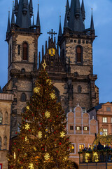 Old Town Square at Christmas time, Prague, Czech Republic