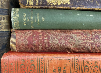 Stack of Antique Poetry Books