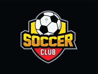 Modern Football Badge with shield vector  logo designs, Modern Soccer Badge logo template, editable text 