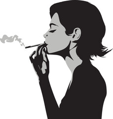 Woman smoking a cigar Retro style vector illustration, SVG