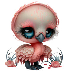 Obraz premium Watercolor cute flamingo isolated