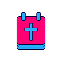 Obraz premium Filled outline Calendar with Easter icon isolated on white background. Spring Christian Holiday symbol. Vector