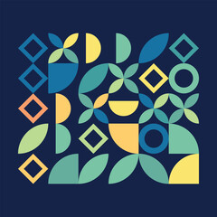 Geometric pattern background. Abstract circle square shapes, modern minimal swiss poster layout. Bauhaus style Vector flat set