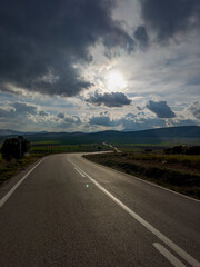evening view of the long and curved highway