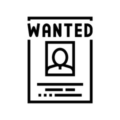wanted poster crime line icon vector illustration