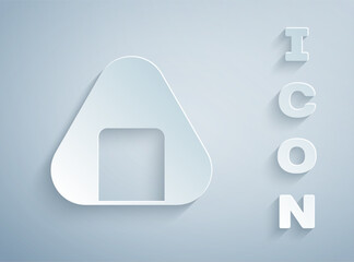 Paper cut Sushi icon isolated on grey background. Traditional Japanese food. Paper art style. Vector