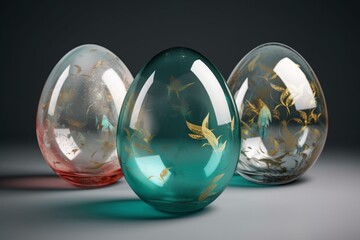 3D Easter eggs on transparent background for Easter web designs, flyers, certificates, and postcards. PNG format. Generative AI
