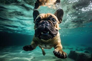 Funny Dog Diving in Tropical Waters