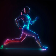 Fototapeta na wymiar Dynamic Runner: Sprinting Through the Night