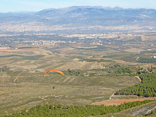 Paraglider flying from Padul in Spain	