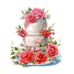 Watercolor Wedding Cakes Clipart, Cute love, Wedding Clipart, Wedding Details, Wedding cake, Cake Art, Wedding Graphics, Generative AI
