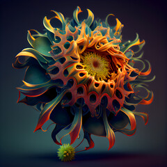 Abstract fractal illustration for creative design looks like an orange flower.