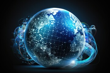 Globe on abstract technology background