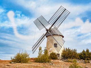 Windmill in the village of La Couvertoirade, France